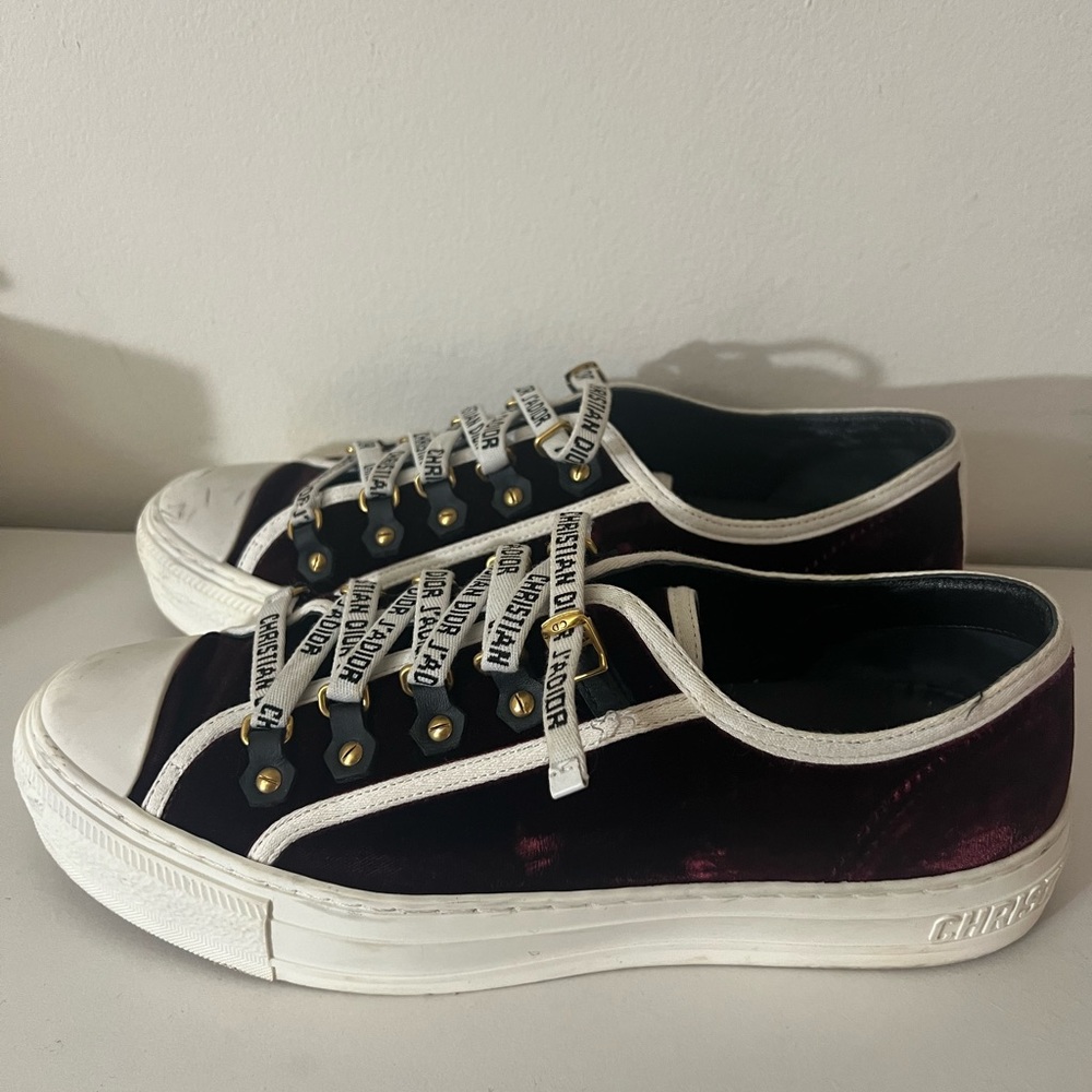 Christian Dior Burgundy Velvet Walk n’Dior Sneakers - Size 39